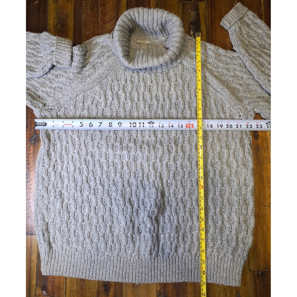 672 Falls Creek Womens Gray Cable Knit Turtleneck Sweater Size Lg Raglan Sleeve - Picture 4 of 4